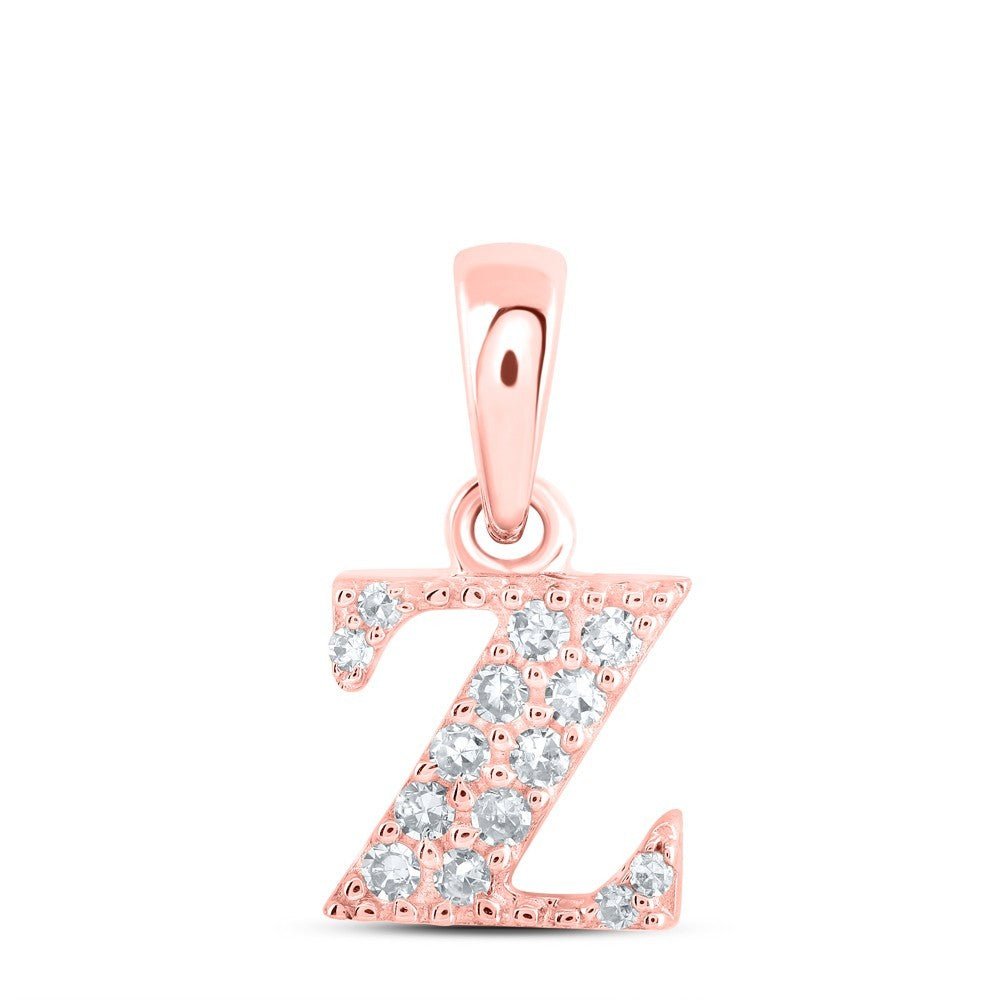 0.06CTW Natural Diamond 0.46g 10k Rose Gold Initial "Z" Pendant Letter Charm - Elite Jewelers - Charms & Pendants