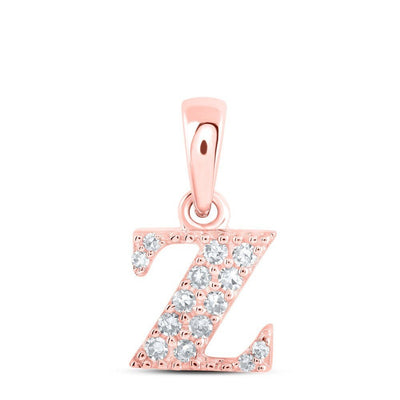0.06CTW Natural Diamond 0.46g 10k Rose Gold Initial "Z" Pendant Letter Charm - Elite Jewelers - Charms & Pendants