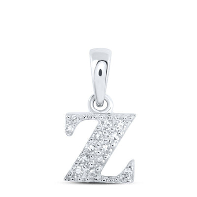 0.06CTW Natural Diamond 0.46g 10k White Gold Initial "Z" Pendant Letter Charm - Elite Jewelers - Charms & Pendants