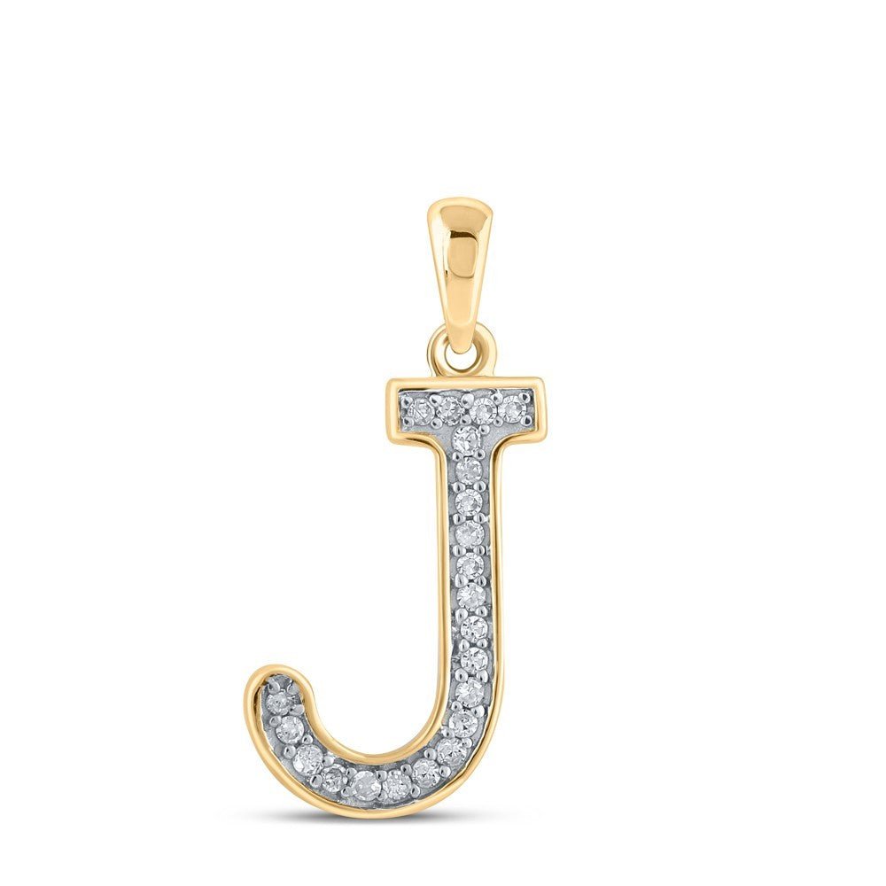 0.06CTW Natural Diamond 0.46g 10k Yellow Gold Initial "J" Pendant Letter Charm - Elite Jewelers - Charms & Pendants
