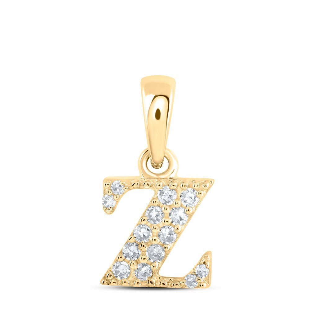 0.06CTW Natural Diamond 0.46g 10k Yellow Gold Initial "Z" Pendant Letter Charm - Elite Jewelers - Charms & Pendants