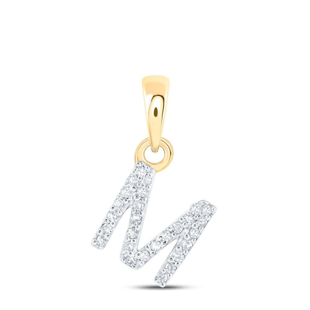 0.06CTW Natural Diamond 0.47g 10k Yellow Gold Initial "M" Pendant Letter Charm - Elite Jewelers - Charms & Pendants
