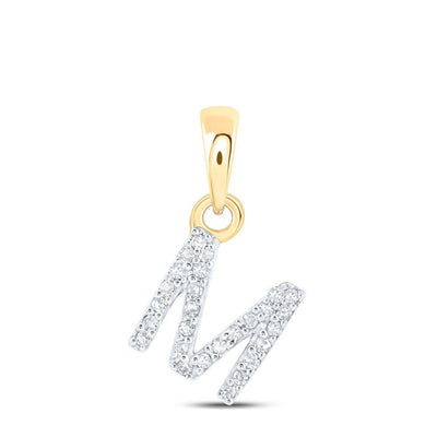 0.06CTW Natural Diamond 0.47g 10k Yellow Gold Initial "M" Pendant Letter Charm - Elite Jewelers - Charms & Pendants