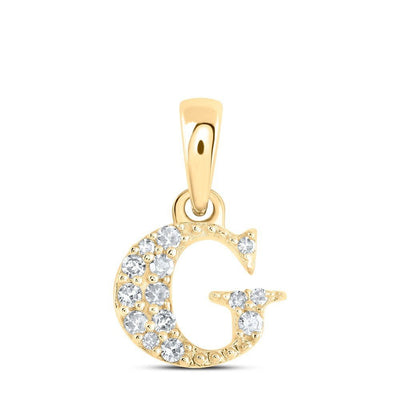 0.06CTW Natural Diamond 0.49g 10k Yellow Gold Initial "G" Pendant Letter Charm - Elite Jewelers - Charms & Pendants