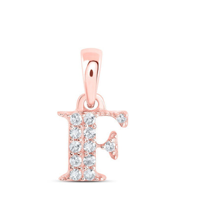 0.06CTW Natural Diamond 0.4g 10k Rose Gold Initial "F" Pendant Letter Charm - Elite Jewelers - Charms & Pendants