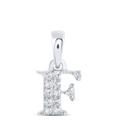 0.06CTW Natural Diamond 0.4g 10k White Gold Initial "F" Pendant Letter Charm - Elite Jewelers - Charms & Pendants