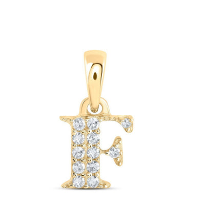 0.06CTW Natural Diamond 0.4g 10k Yellow Gold Initial "F" Pendant Letter Charm - Elite Jewelers - Charms & Pendants