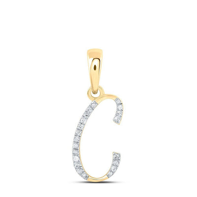 0.06CTW Natural Diamond 0.54g 10k Yellow Gold Initial "C" Pendant Letter Charm - Elite Jewelers - Charms & Pendants
