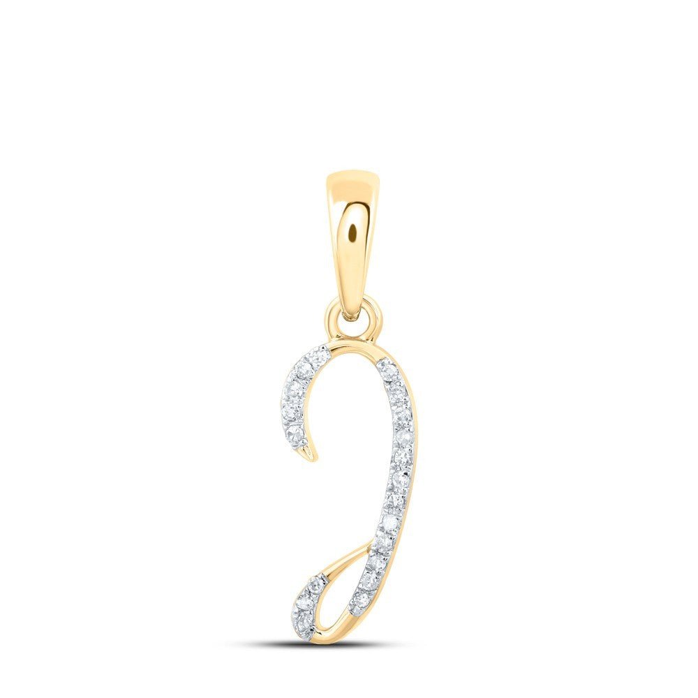 0.06CTW Natural Diamond 0.55g 10k Yellow Gold Initial "I" Pendant Letter Charm - Elite Jewelers - Charms & Pendants