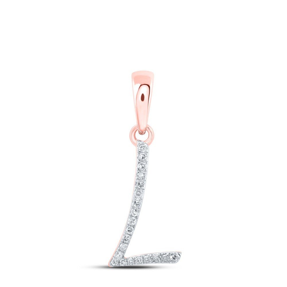0.06CTW Natural Diamond 0.5g 10k Rose Gold Initial "L" Pendant Letter Charm - Elite Jewelers - Charms & Pendants