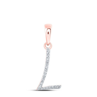 0.06CTW Natural Diamond 0.5g 10k Rose Gold Initial "L" Pendant Letter Charm - Elite Jewelers - Charms & Pendants