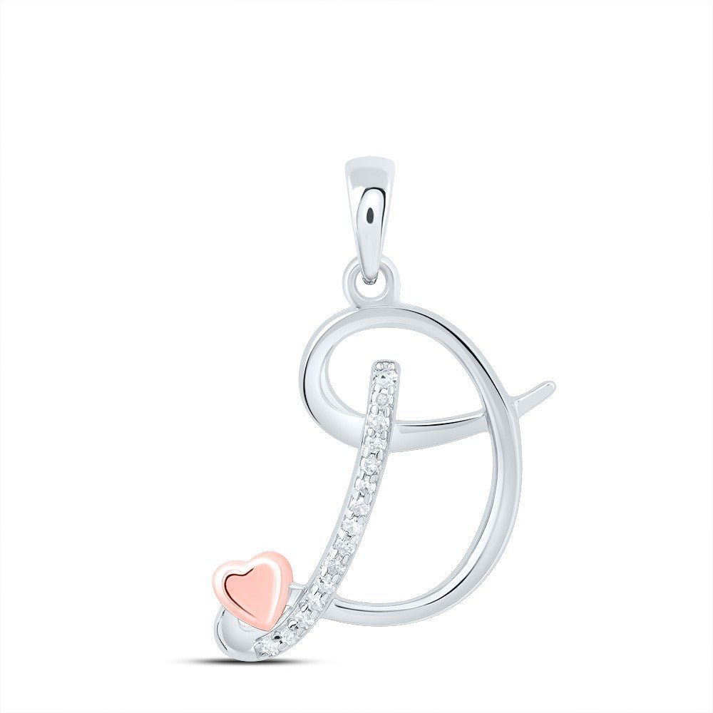 0.06CTW Natural Diamond 1.21g Sterling Silver Initial "D" Pendant Letter Charm - Elite Jewelers - Charms & Pendants