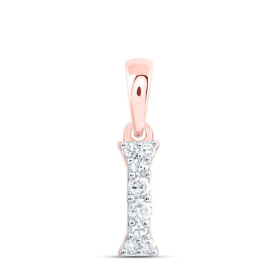 0.07CTW Natural Diamond 0.25g 10k Rose Gold Initial "I" Pendant Letter Charm - Elite Jewelers - Charms & Pendants