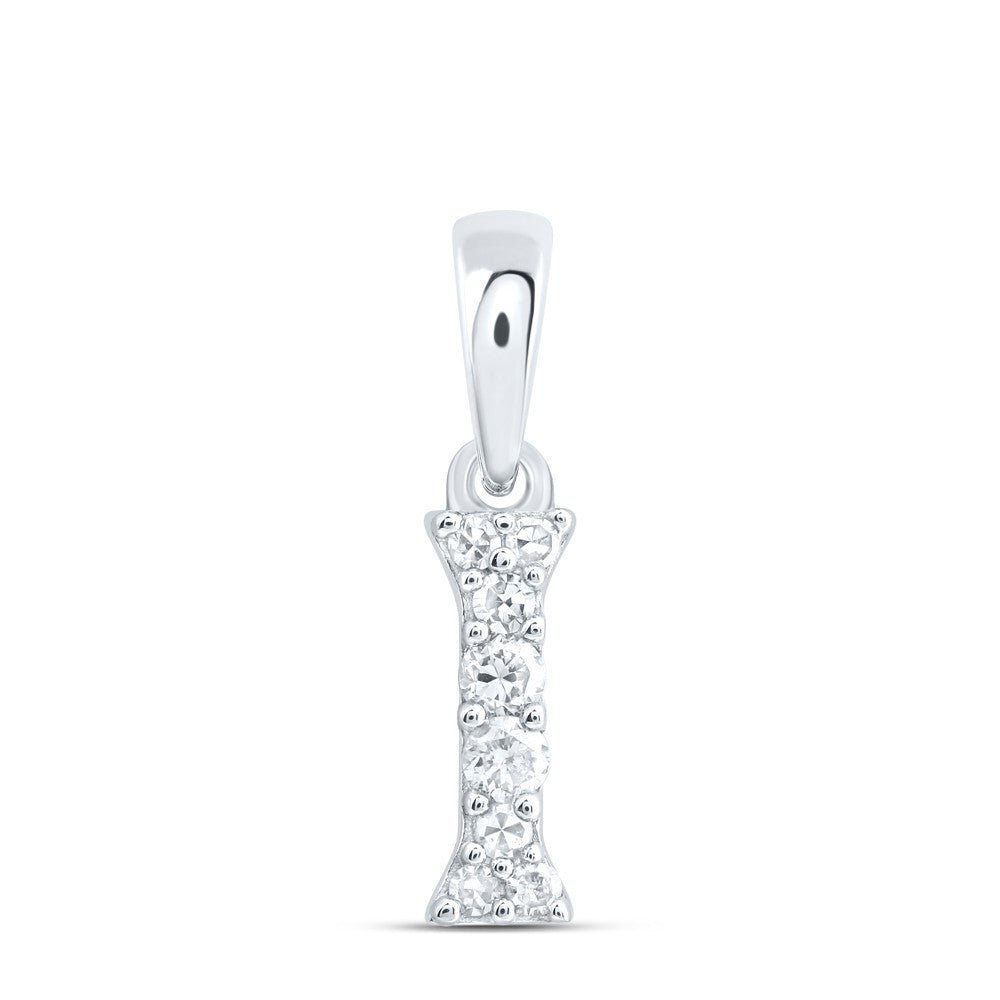 0.07CTW Natural Diamond 0.26g 10k White Gold Initial "I" Pendant Letter Charm - Elite Jewelers - Charms & Pendants