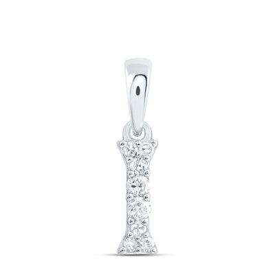 0.07CTW Natural Diamond 0.26g 10k White Gold Initial "I" Pendant Letter Charm - Elite Jewelers - Charms & Pendants