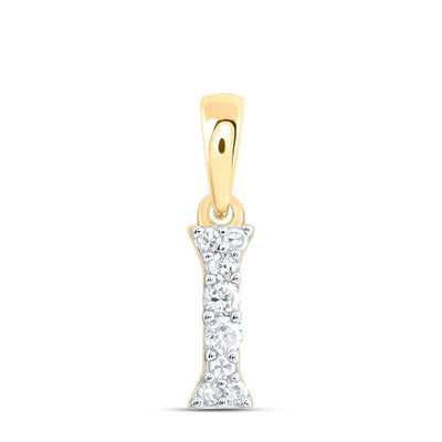 0.07CTW Natural Diamond 0.27g 10k Yellow Gold Initial "I" Pendant Letter Charm - Elite Jewelers - Charms & Pendants