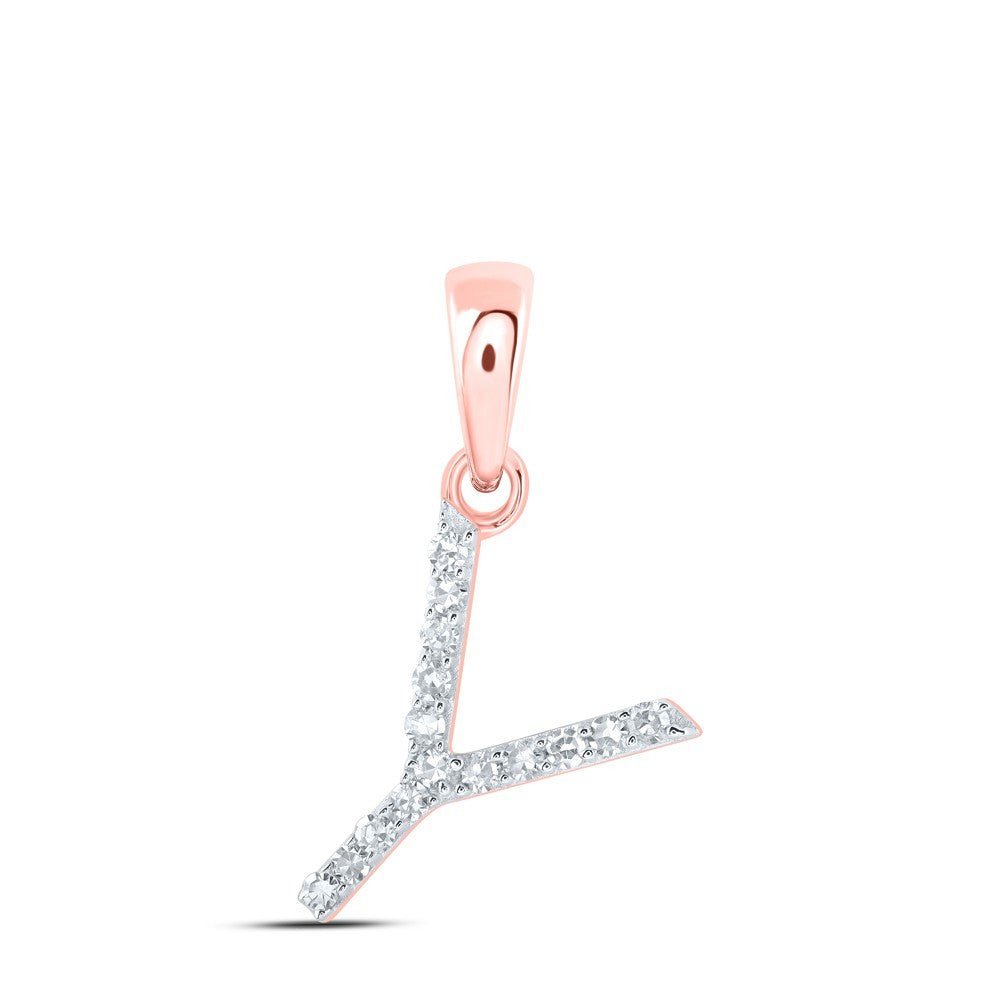 0.07CTW Natural Diamond 0.45g 10k Rose Gold Initial "Y" Pendant Letter Charm - Elite Jewelers - Charms & Pendants