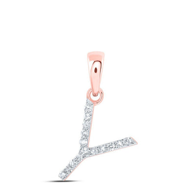 0.07CTW Natural Diamond 0.45g 10k Rose Gold Initial "Y" Pendant Letter Charm - Elite Jewelers - Charms & Pendants