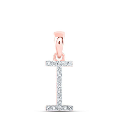 0.07CTW Natural Diamond 0.48g 10k Rose Gold Initial "I" Pendant Letter Charm - Elite Jewelers - Charms & Pendants