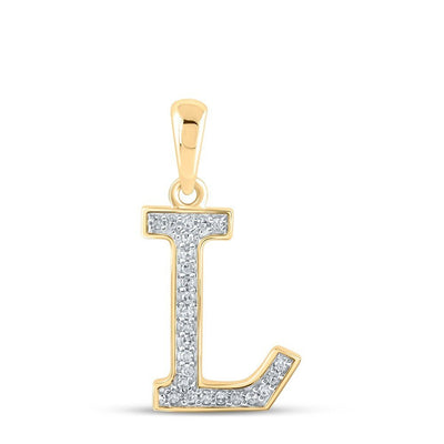 0.07CTW Natural Diamond 0.48g 10k Yellow Gold Initial "L" Pendant Letter Charm - Elite Jewelers - Charms & Pendants