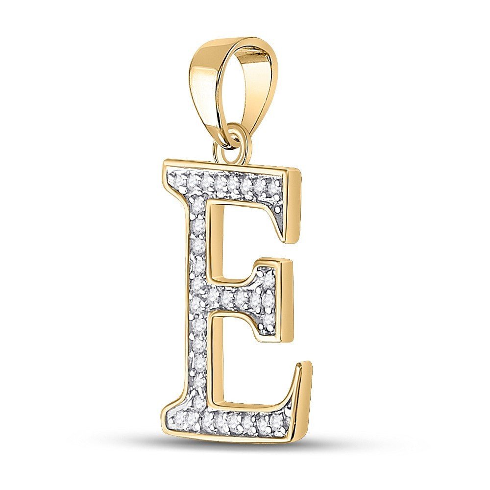 0.07CTW Natural Diamond 0.52g 10k Yellow Gold Initial "E" Pendant Letter Charm - Elite Jewelers - Charms & Pendants