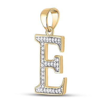 0.07CTW Natural Diamond 0.52g 10k Yellow Gold Initial "E" Pendant Letter Charm - Elite Jewelers - Charms & Pendants