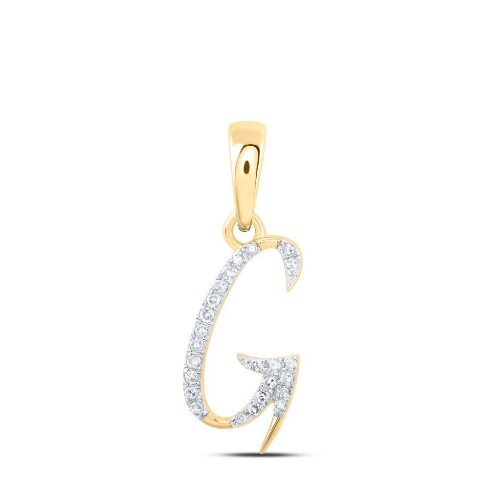 0.07CTW Natural Diamond 0.58g 10k Yellow Gold Initial "G" Pendant Letter Charm - Elite Jewelers - Charms & Pendants