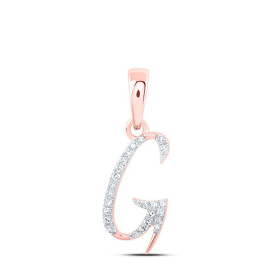 0.07CTW Natural Diamond 0.69g 10k Rose Gold Initial "G" Pendant Letter Charm - Elite Jewelers - Charms & Pendants