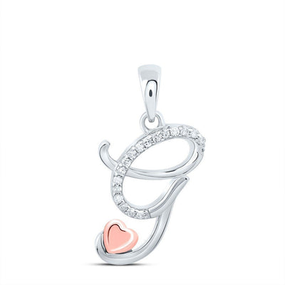 0.07CTW Natural Diamond 1.38g Sterling Silver Initial "G" Pendant Letter Charm - Elite Jewelers - Charms & Pendants