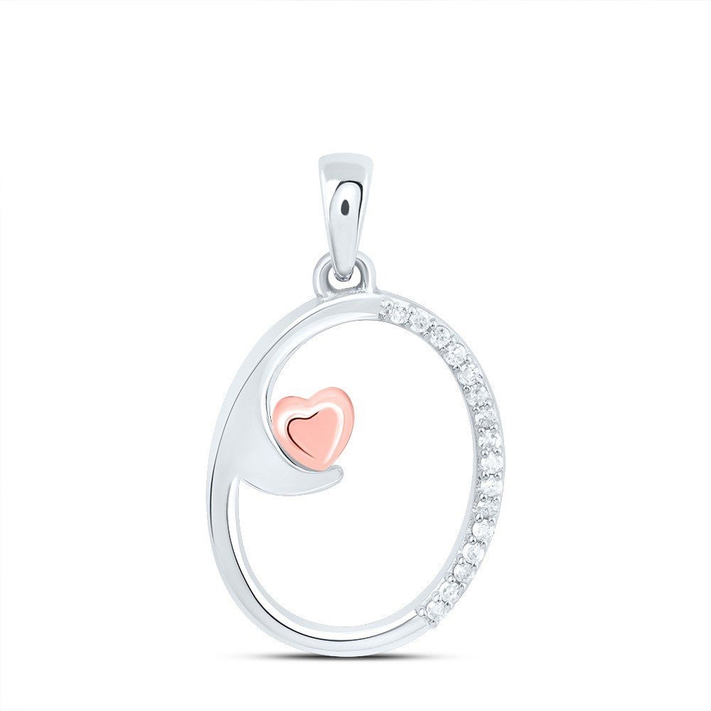 0.07CTW Natural Diamond 1.51g Sterling Silver Initial "O" Pendant Letter Charm - Elite Jewelers - Charms & Pendants