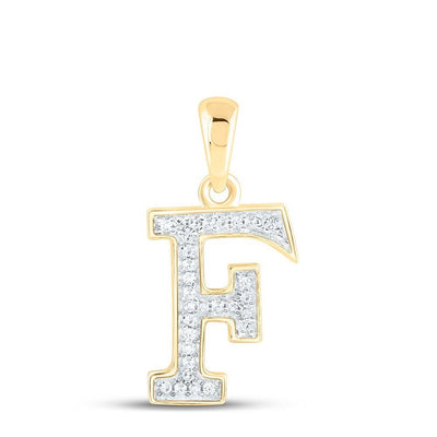0.08CTW Natural Diamond 0.57g 10k Yellow Gold Initial "F" Pendant Letter Charm - Elite Jewelers - Charms & Pendants