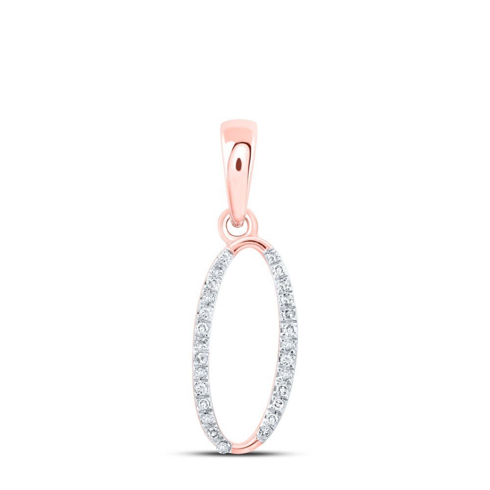 0.08CTW Natural Diamond 0.68g 10k Rose Gold Initial "O" Pendant Letter Charm - Elite Jewelers - Charms & Pendants