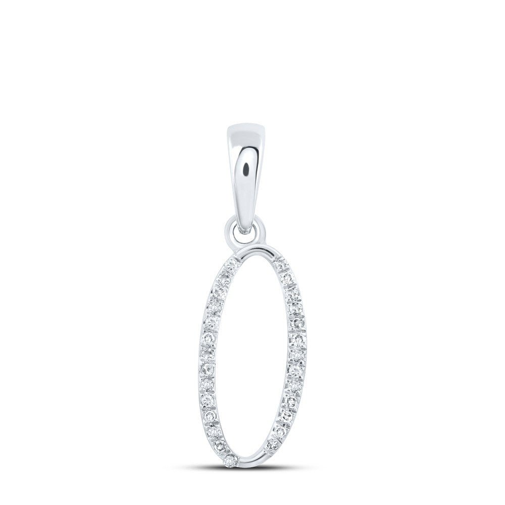 0.08CTW Natural Diamond 0.68g 10k White Gold Initial "O" Pendant Letter Charm - Elite Jewelers - Charms & Pendants