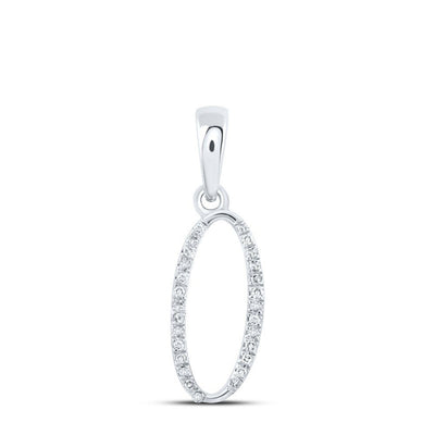 0.08CTW Natural Diamond 0.68g 10k White Gold Initial "O" Pendant Letter Charm - Elite Jewelers - Charms & Pendants