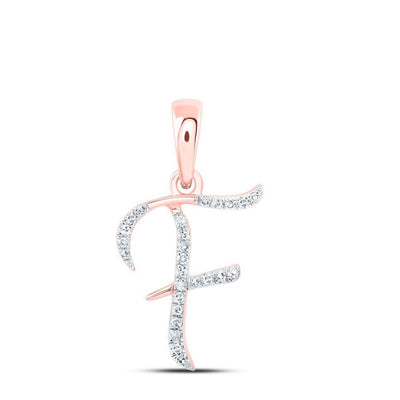 0.08CTW Natural Diamond 0.77g 10k Rose Gold Initial "F" Pendant Letter Charm - Elite Jewelers - Charms & Pendants