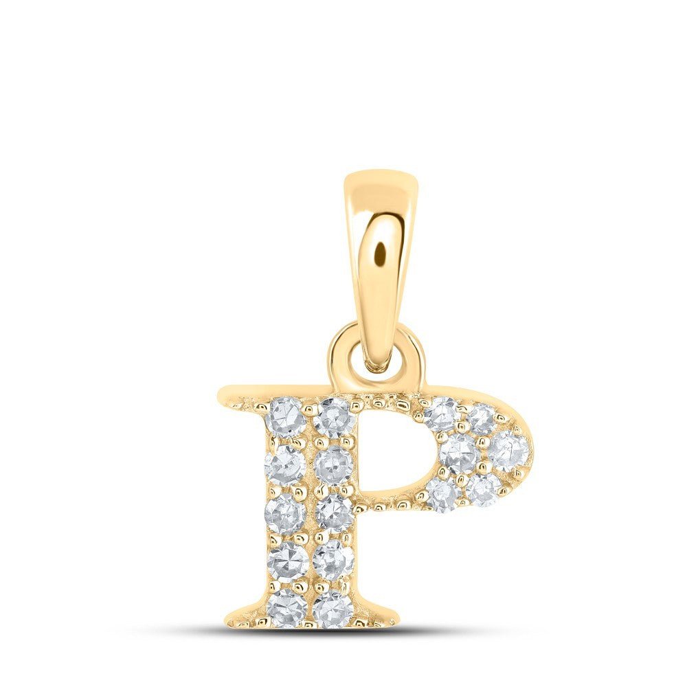 0.09CTW Natural Diamond 0.42g 10k Yellow Gold Initial "P" Pendant Letter Charm - Elite Jewelers - Charms & Pendants