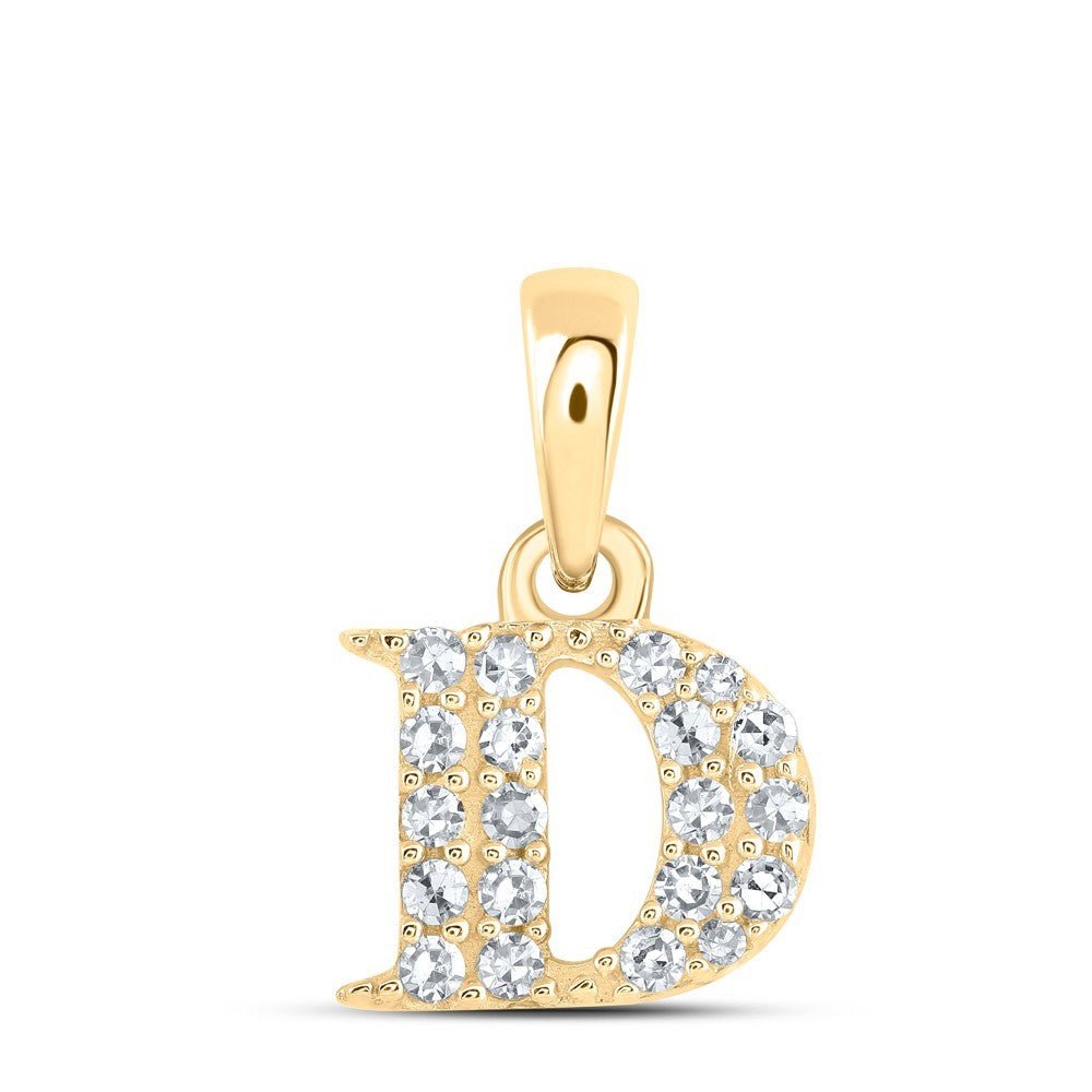 0.09CTW Natural Diamond 0.44g 10k Yellow Gold Initial "D" Pendant Letter Charm - Elite Jewelers - Charms & Pendants