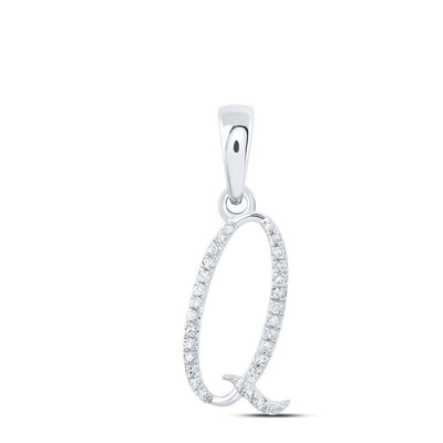 0.09CTW Natural Diamond 0.78g 10k White Gold Initial "Q" Pendant Letter Charm - Elite Jewelers - Charms & Pendants