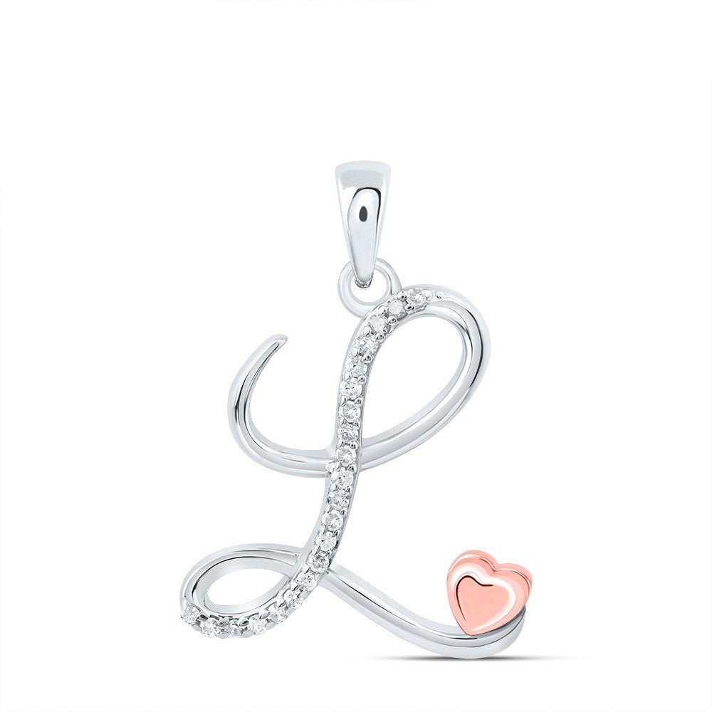 0.09CTW Natural Diamond 1.41g Sterling Silver Initial "L" Pendant Letter Charm - Elite Jewelers - Charms & Pendants