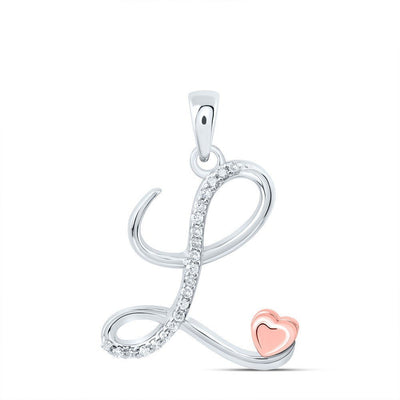 0.09CTW Natural Diamond 1.41g Sterling Silver Initial "L" Pendant Letter Charm - Elite Jewelers - Charms & Pendants