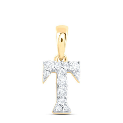 0.11CTW Natural Diamond 0.33g 10k Yellow Gold Initial "T" Pendant Letter Charm - Elite Jewelers - Charms & Pendants