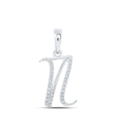 0.11CTW Natural Diamond 0.78g 10k White Gold Initial "N" Pendant Letter Charm - Elite Jewelers - Charms & Pendants