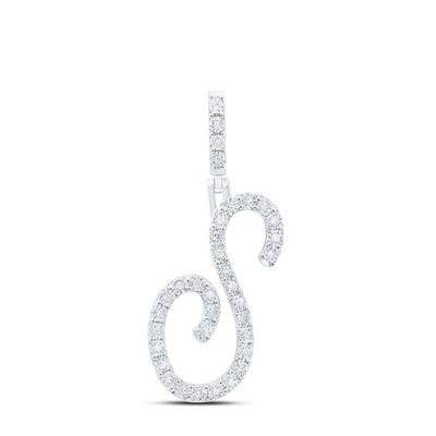 0.13CTW Natural Diamond Sterling Silver 1.76g Initial "S" Pendant Alphabet Charm - Elite Jewelers - Charms & Pendants