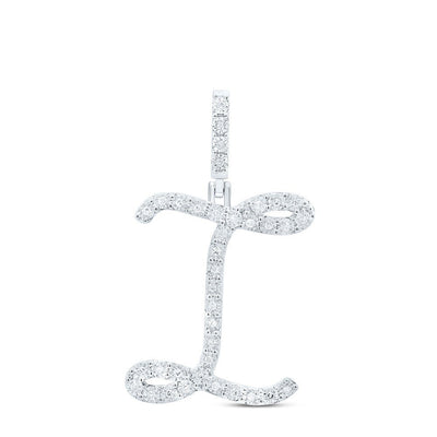 0.14CTW Natural Diamond 1.84g Sterling Silver Initial "I" Pendant Letter Charm - Elite Jewelers - Charms & Pendants