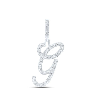 0.14CTW Natural Diamond 1.92g Sterling Silver Initial "G" Pendant Letter Charm - Elite Jewelers - Charms & Pendants