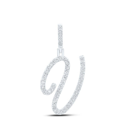 0.15CTW Natural Diamond 925 Sterling Silver 1.96g Initial "V" Pendant Charm - Elite Jewelers - Charms & Pendants