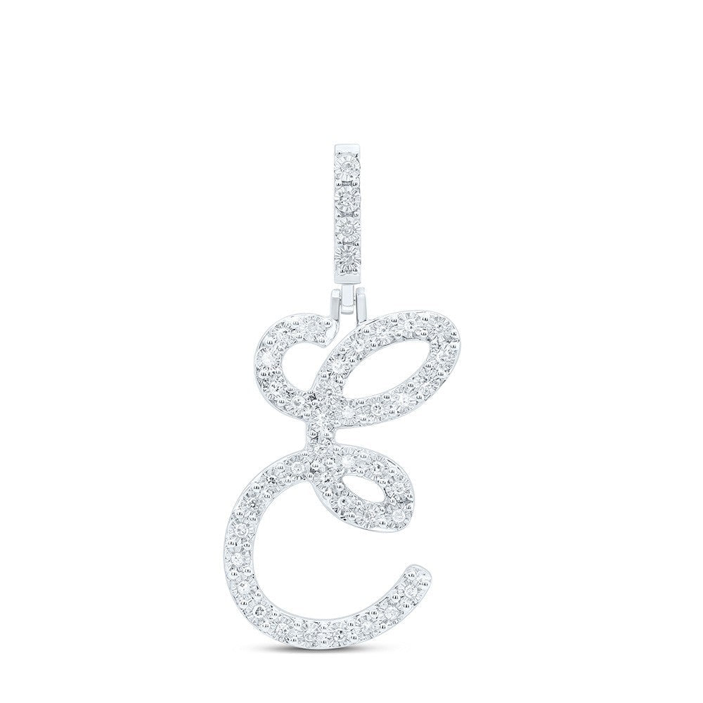 0.15CTW Natural Diamond 925 Sterling Silver 2.05g Initial "E" Pendant Charm - Elite Jewelers - Charms & Pendants