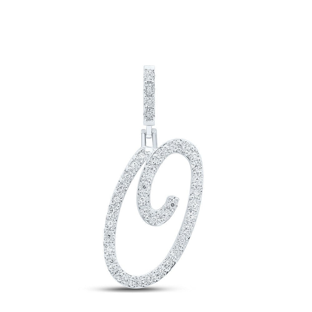 0.15CTW Natural Diamond 925 Sterling Silver 2g Initial Letter "O" Pendant Charm - Elite Jewelers - Charms & Pendants