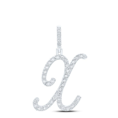 0.15CTW Natural Diamond Sterling Silver 2.03g Initial "X" Pendant Alphabet Charm - Elite Jewelers - Charms & Pendants