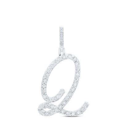 0.16CTW Natural Diamond 2.3g Sterling Silver Initial "Q" Pendant Letter Charm - Elite Jewelers - Charms & Pendants